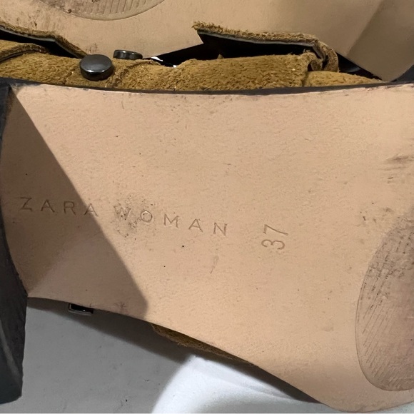 Zara | Khaki strapped buckled studded pointed toe booties - Picture 6 of 8